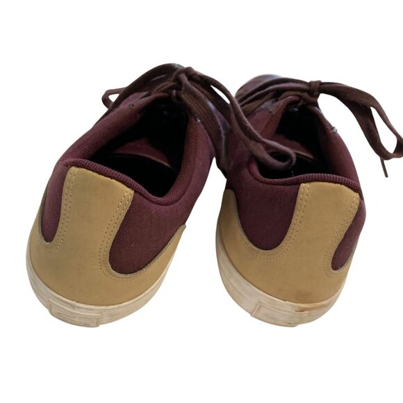 Lacoste Mens 10 LeRond Burgundy Tan Flat Sneaker Shoes Lace Tie Up Low Top - Picture 4 of 4